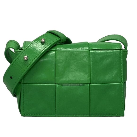 Auth BOTTEGA VENETA Candy cassette,Maxi intrecciato - Green Leather Shoulder Bag - Picture 1 of 16